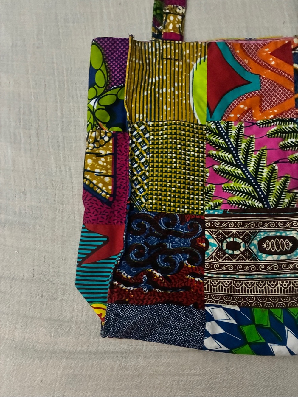Gorgeous Boho Chic Unique Handmade Patchwork Vibrant Tote Bag, Like New - Picture 5 of 16